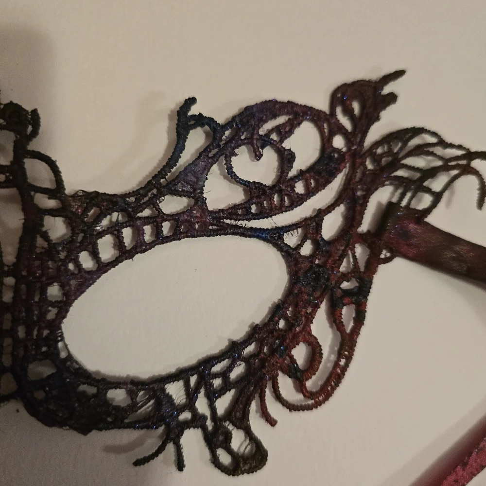 HANDCRAFTED Upcycled Lace Eye Mask HANDPAINTED Festival Mask Comic Con Sexy Play